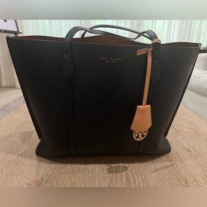Tory Burch Perry Triple Compartment Leather Tote, Black